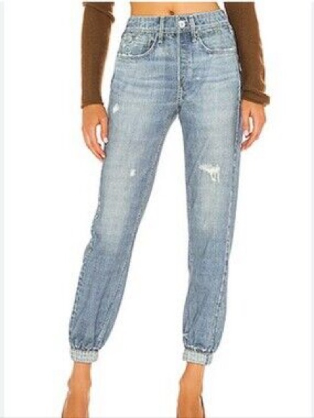 rag & bone miramar relaxed jogger in glass hill blue wash faux jean denim sweats